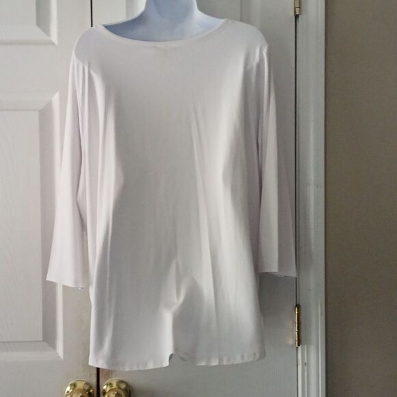 Cupio Curvy white soft stretch 3/4th length blouse top Sz 2X - Picture 4 of 8